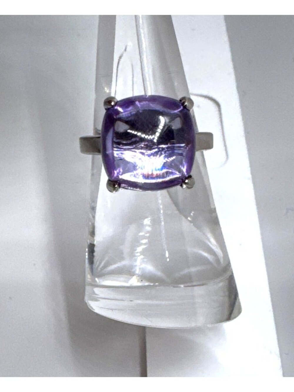Sterling Forever Amethyst Cabachon Ring 925 Sterling silver Size 6 8g Minimalist